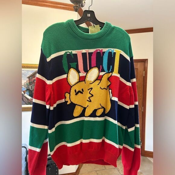 Men’s Gucci cotton/wool Cable knit sweater size large made in Italy NWT - Picture 1 of 10